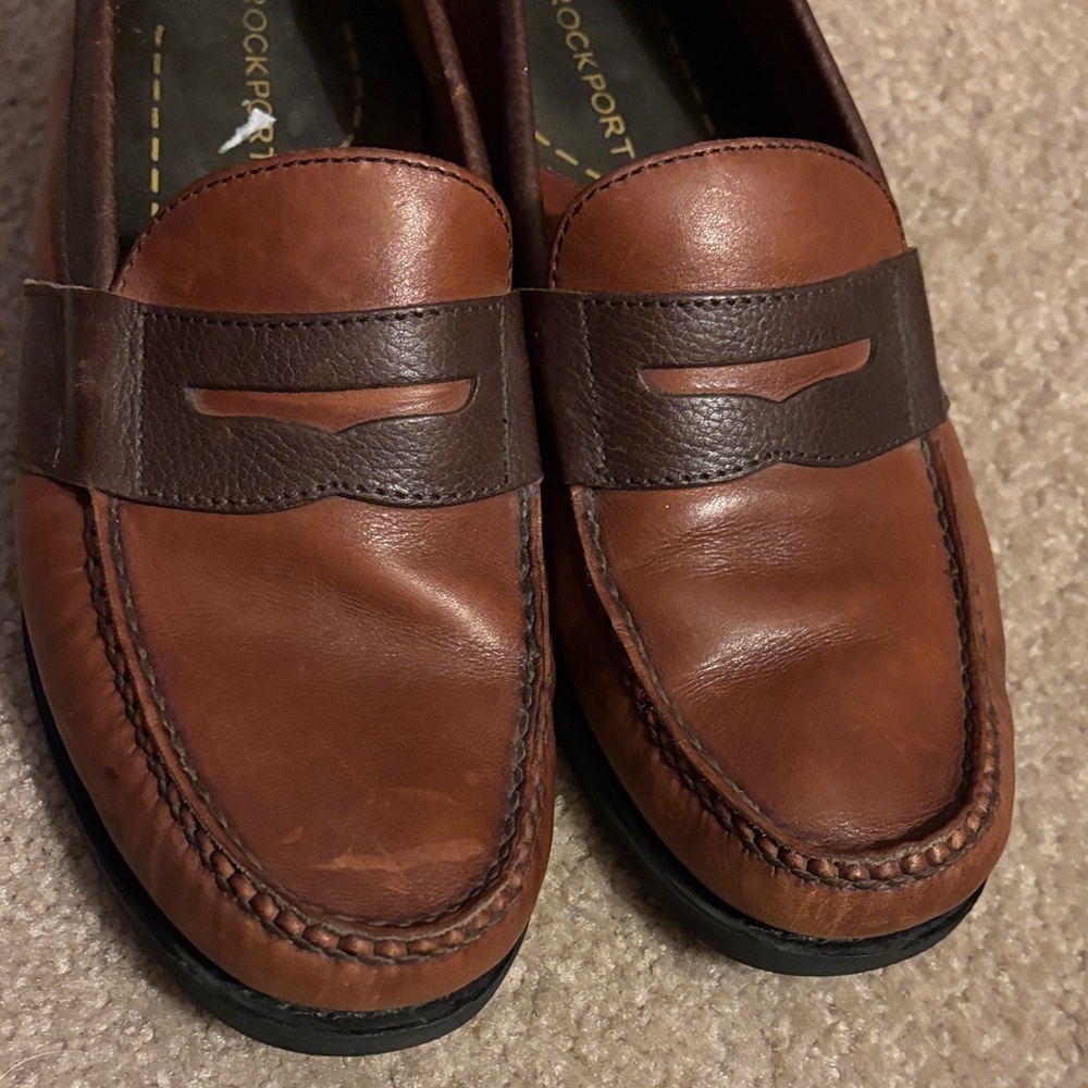 Rockport Men's Tan and Brown Leather Loafers size 7W - Picture 6 of 12